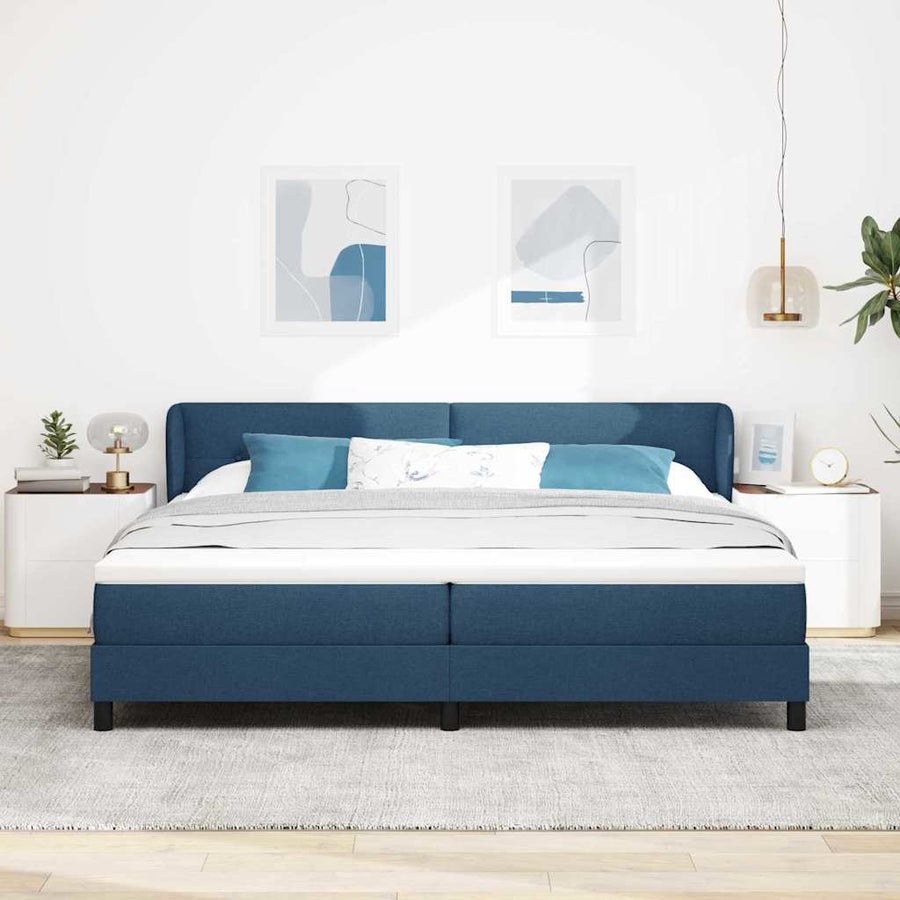 Boxspringbed met matras met matras Blauw 200 x 200 cm Stof