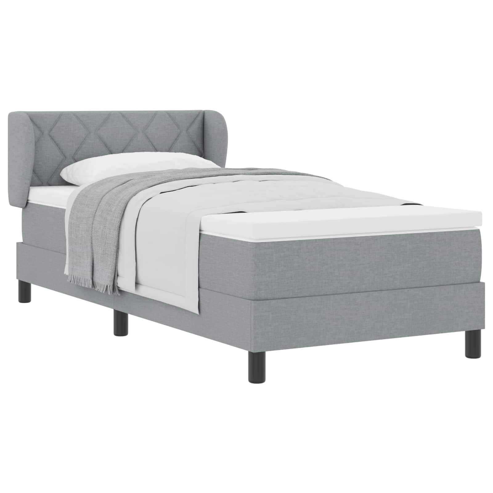 Boxspringbed met matras Lichtgrijs 100 x 200 cm Stof