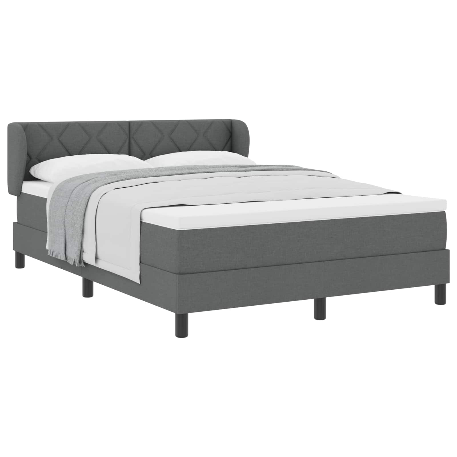 Boxspringbed met hoofdeinde Donkergrijs 140 x 190 cm Stof