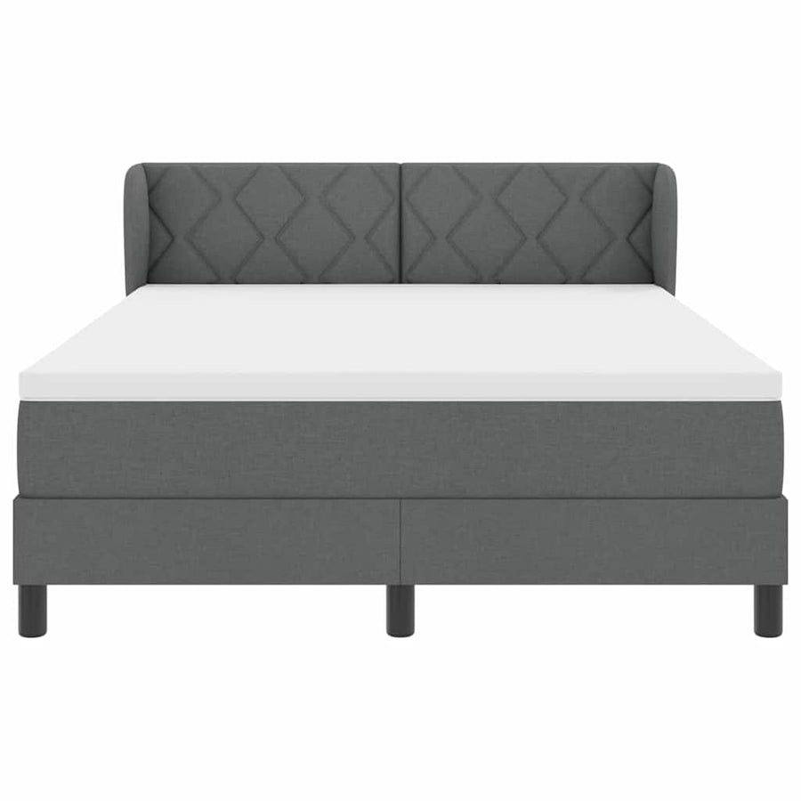 Boxspringbed met hoofdeinde Donkergrijs 140 x 190 cm Stof