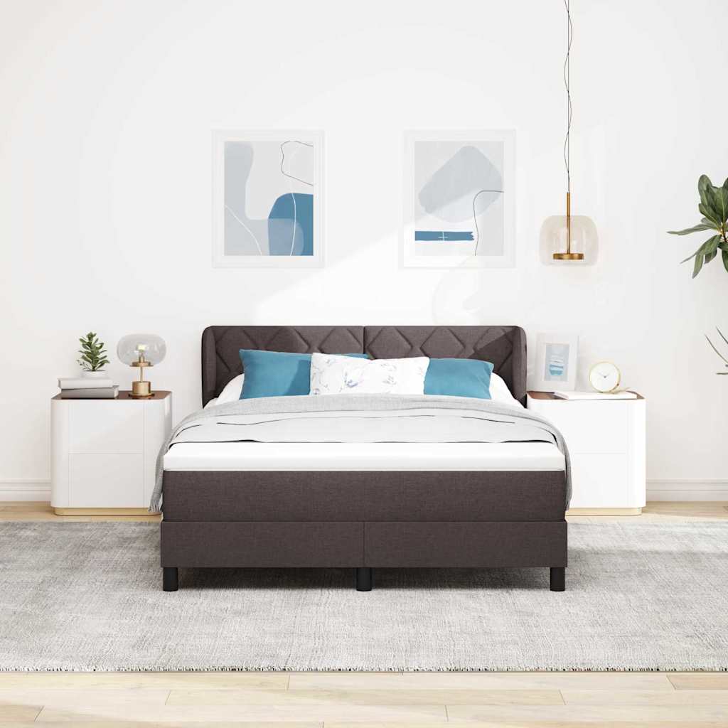 Boxspringbed met hoofdeinde Donkerbruin 140 x 190 cm Stof