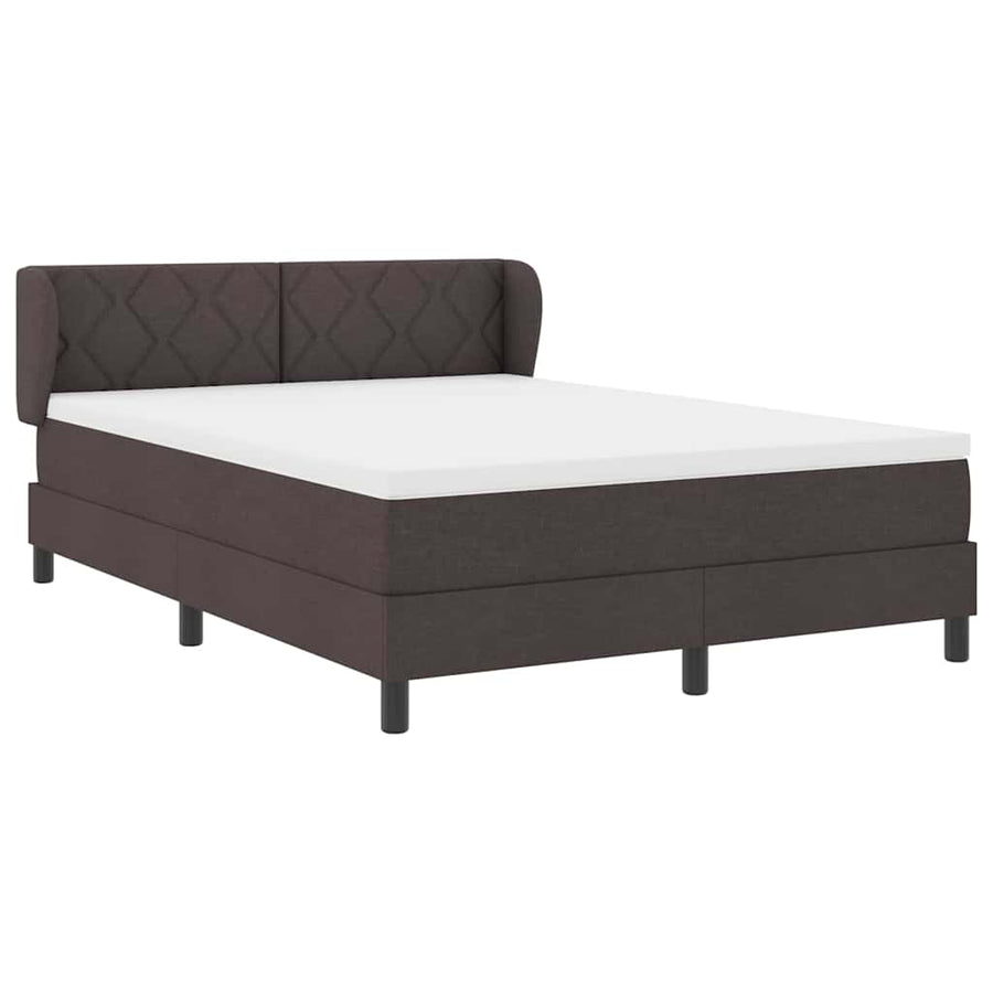 Boxspringbed met hoofdeinde Donkerbruin 140 x 190 cm Stof