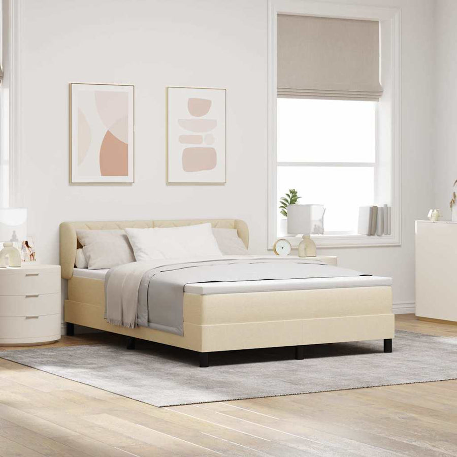 Boxspringbed met hoofdeinde Crème 140 x 190 cm Stof