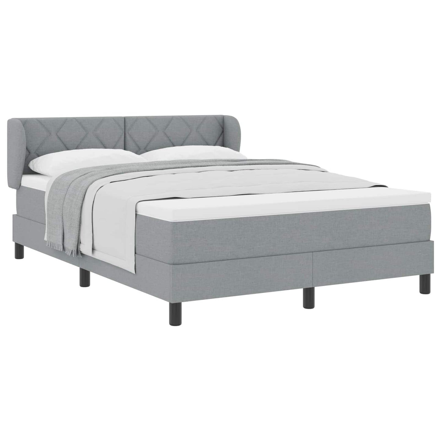 Boxspringbed met hoofdeinde Lichtgrijs 140 x 200 cm Stof