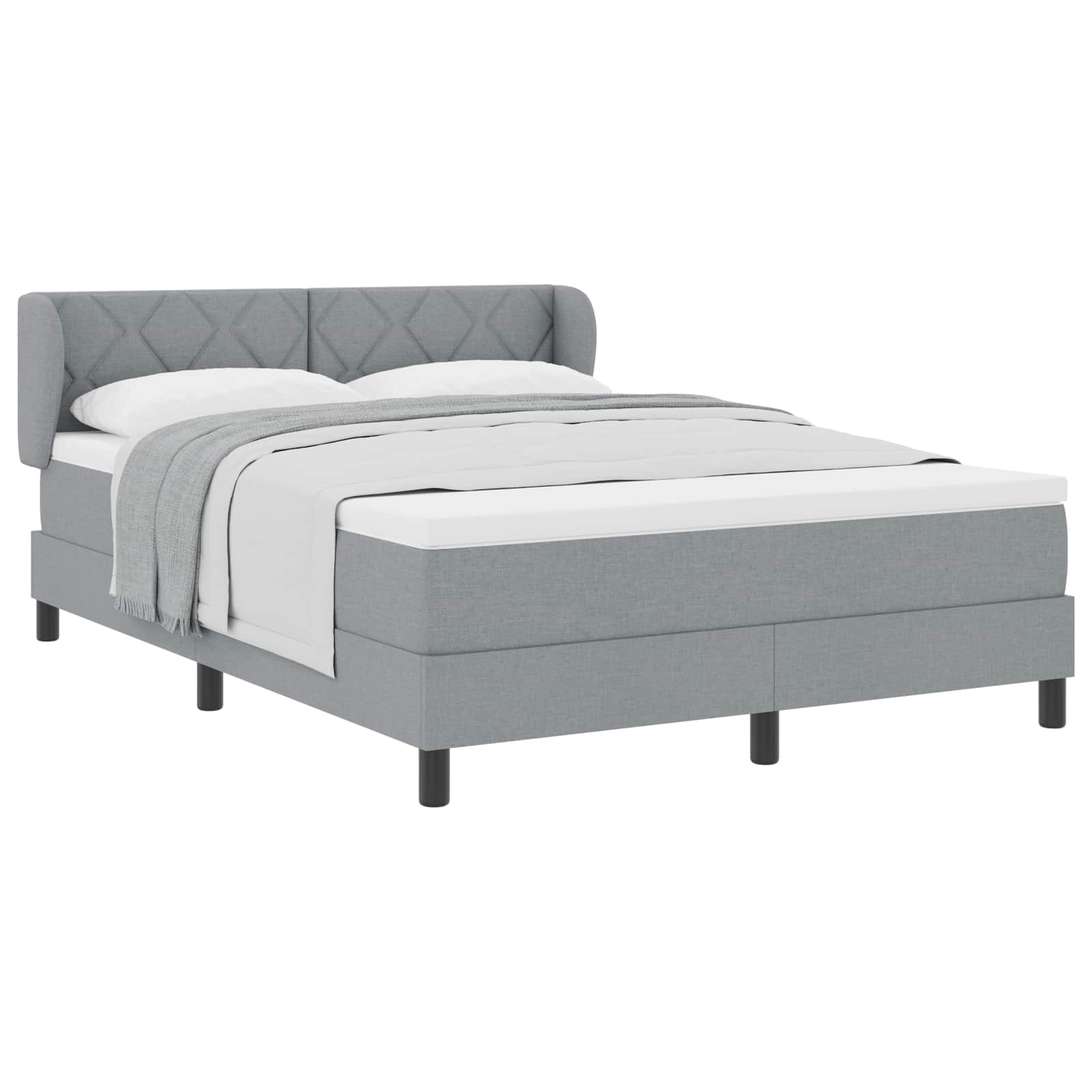 Boxspringbed met hoofdeinde Lichtgrijs 140 x 200 cm Stof