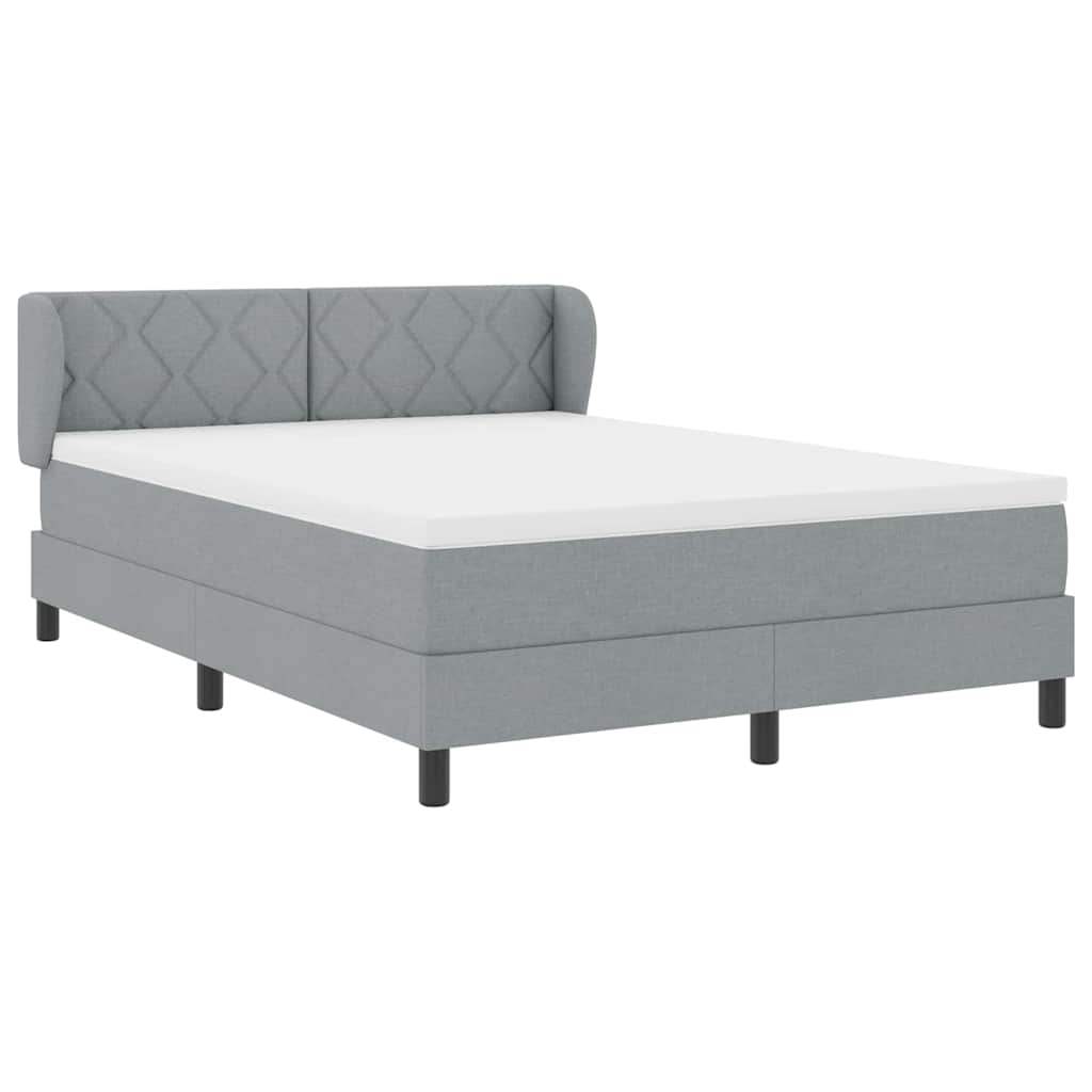 Boxspringbed met hoofdeinde Lichtgrijs 140 x 200 cm Stof