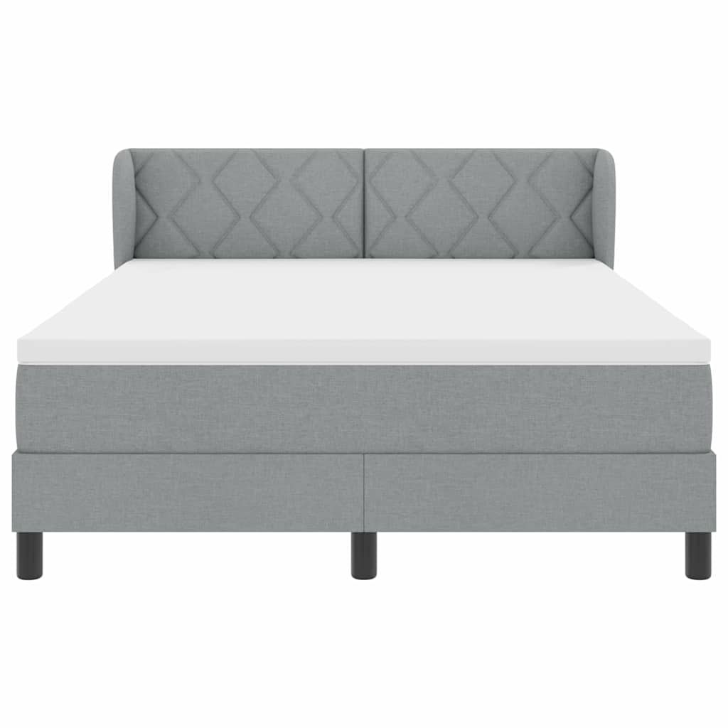 Boxspringbed met hoofdeinde Lichtgrijs 140 x 200 cm Stof