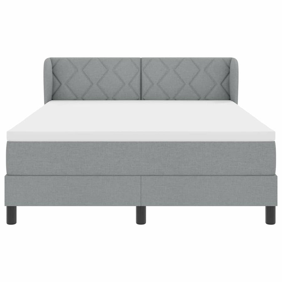 Boxspringbed met hoofdeinde Lichtgrijs 140 x 200 cm Stof