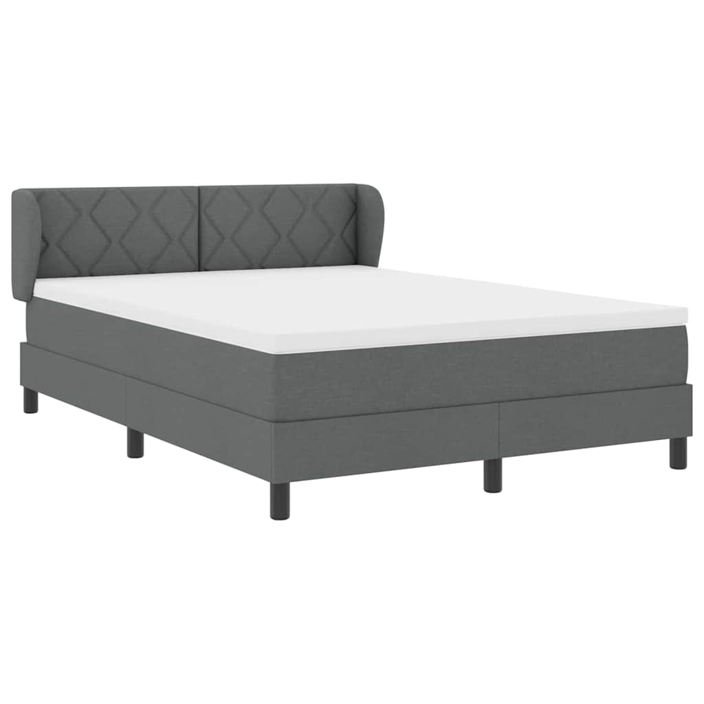 Boxspringbed met hoofdeinde Donkergrijs 140 x 200 cm Stof