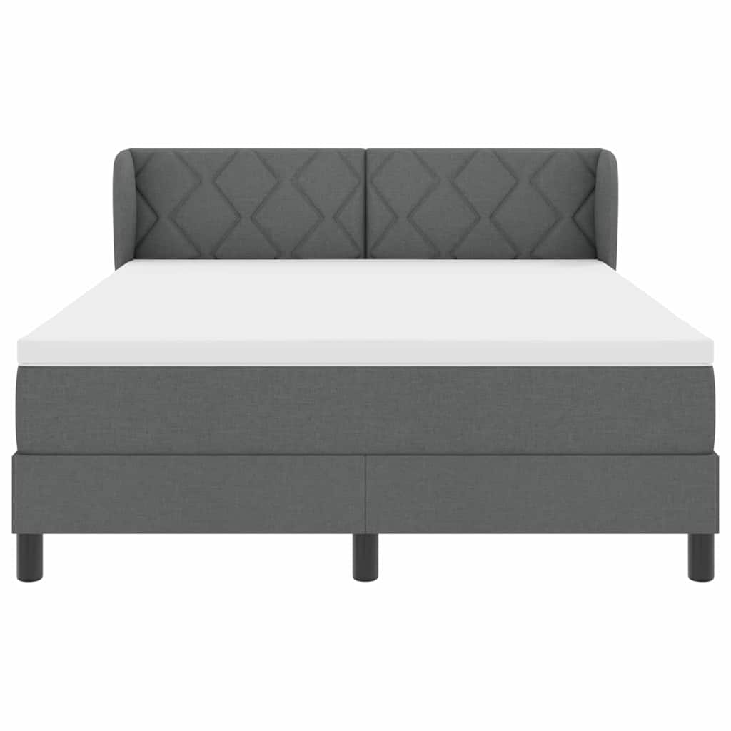 Boxspringbed met hoofdeinde Donkergrijs 140 x 200 cm Stof
