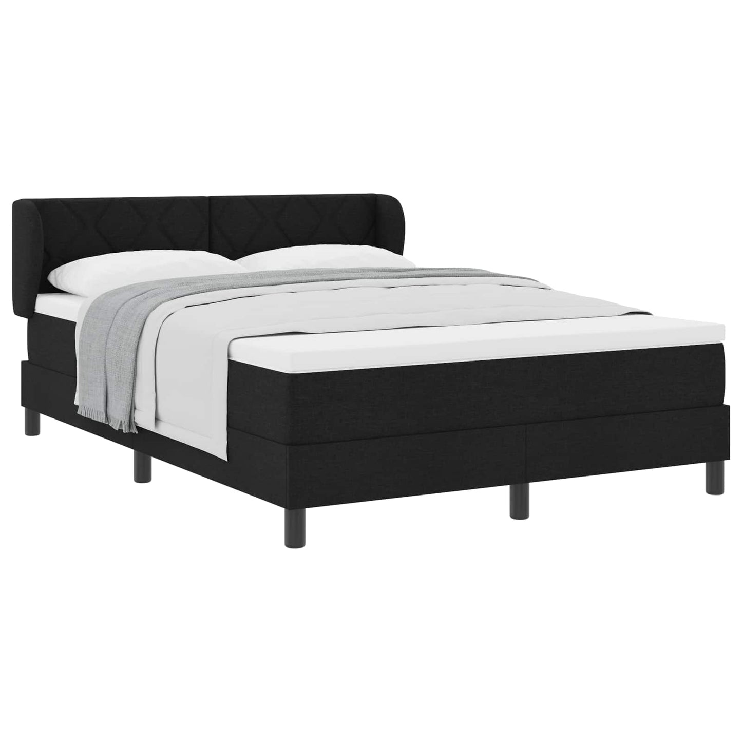 Boxspringbed met hoofdeinde Zwart 140 x 200 cm Stof