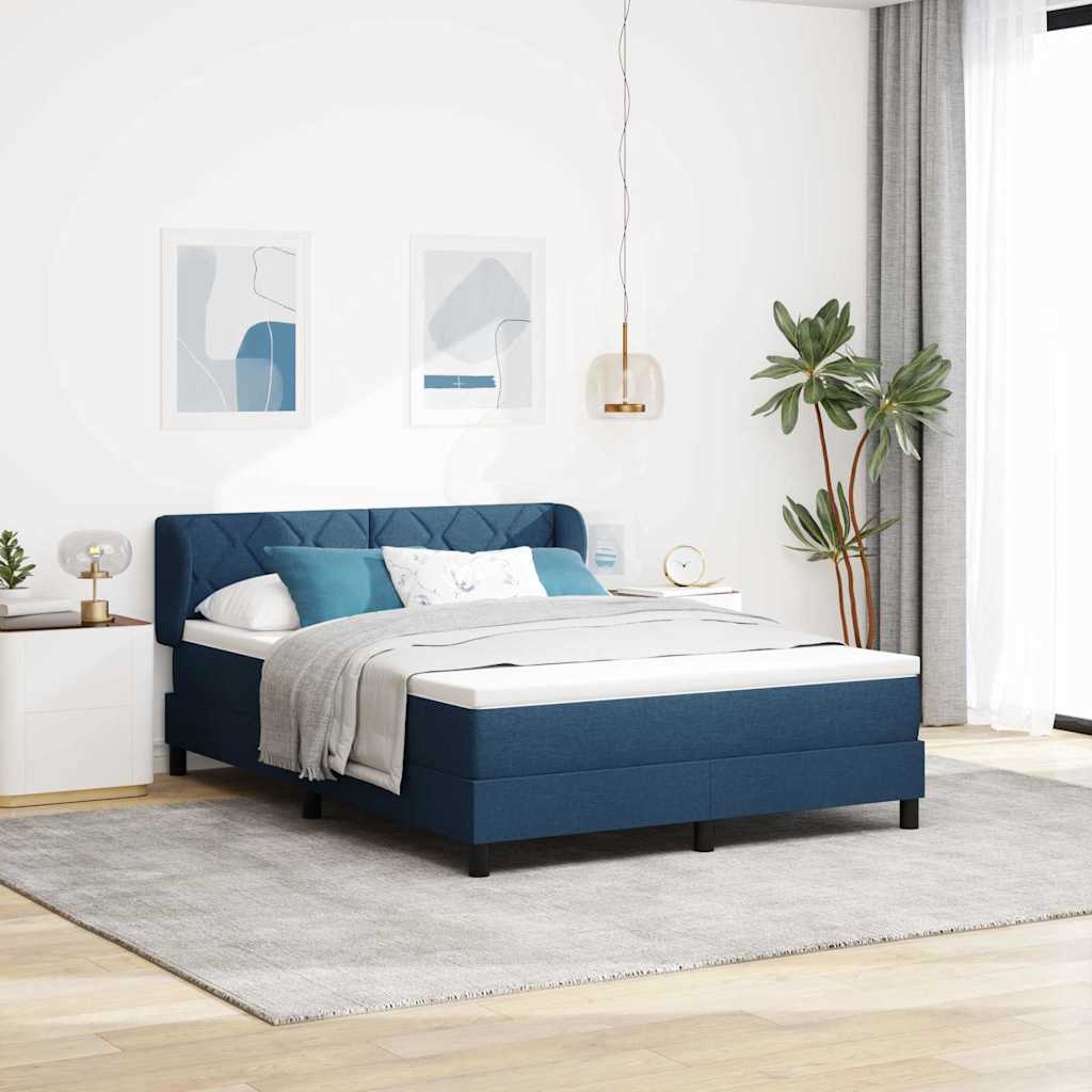 Boxspringbed met hoofdeinde Blauw 140 x 200 cm Stof