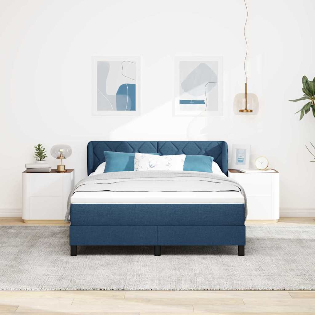 Boxspringbed met hoofdeinde Blauw 140 x 200 cm Stof