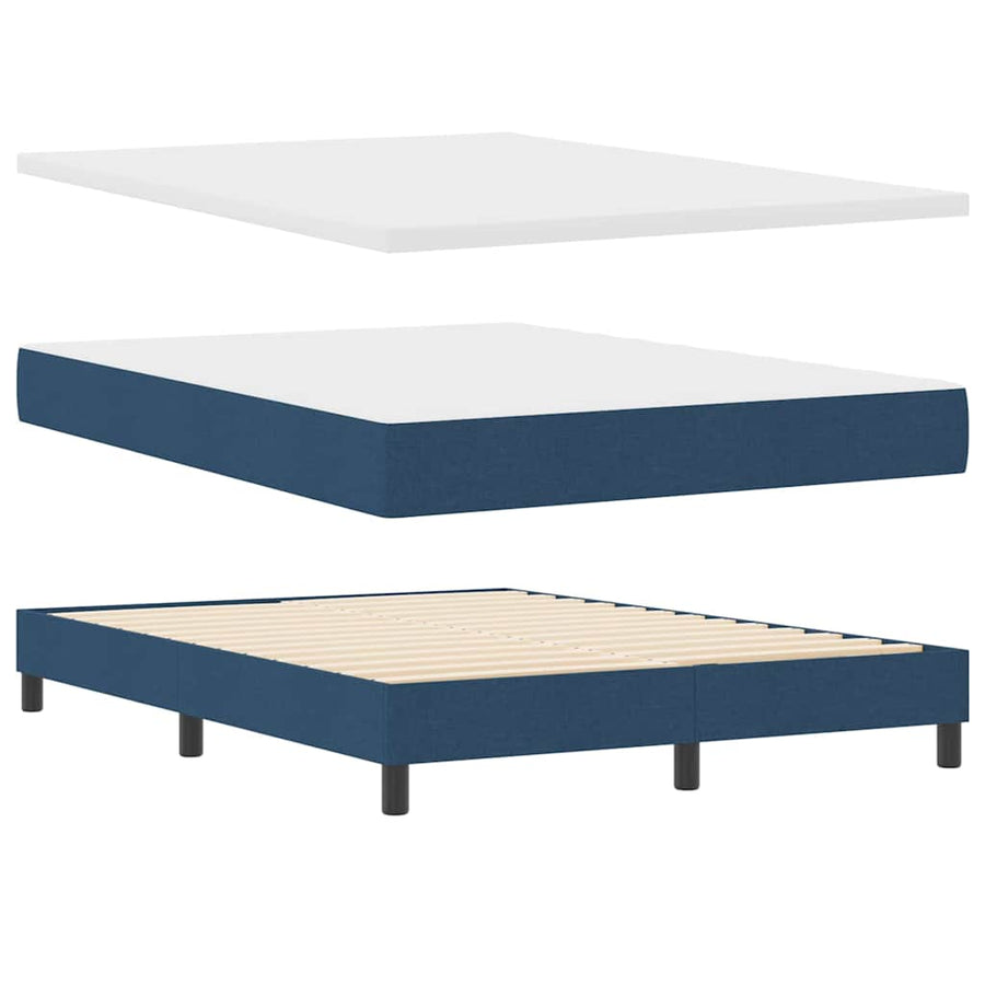 Boxspringbed met hoofdeinde Blauw 140 x 200 cm Stof
