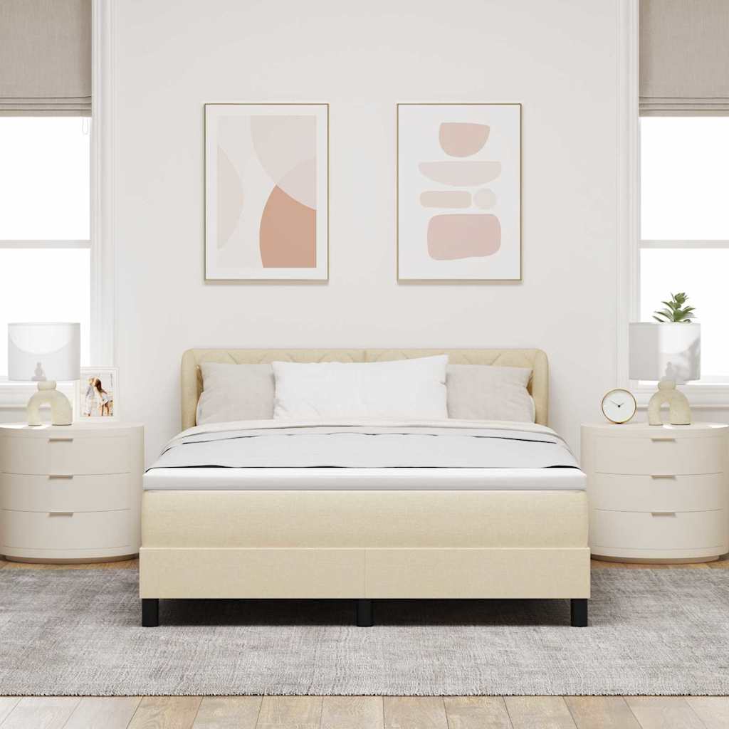 Boxspringbed met matras met hoofdeinde Crème 160 x 200 cm Stof