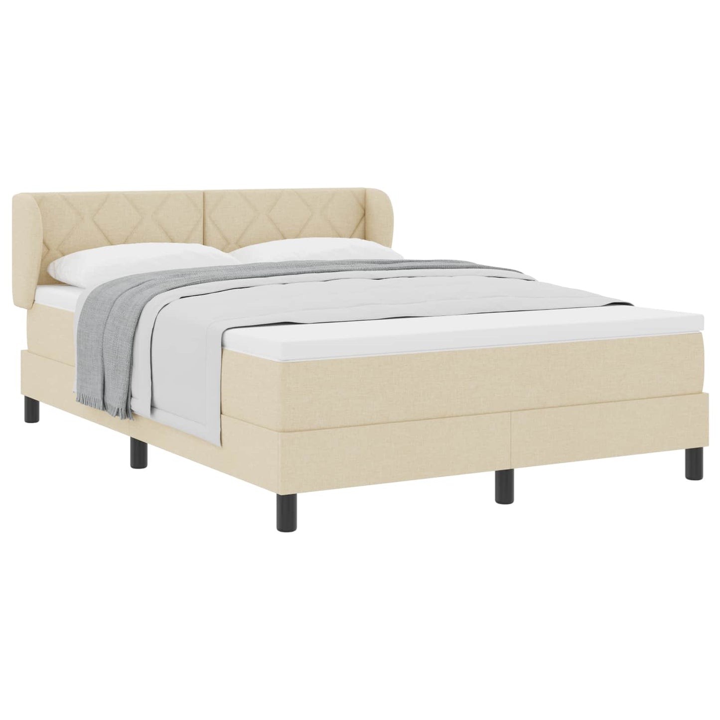Boxspringbed met matras met hoofdeinde Crème 160 x 200 cm Stof