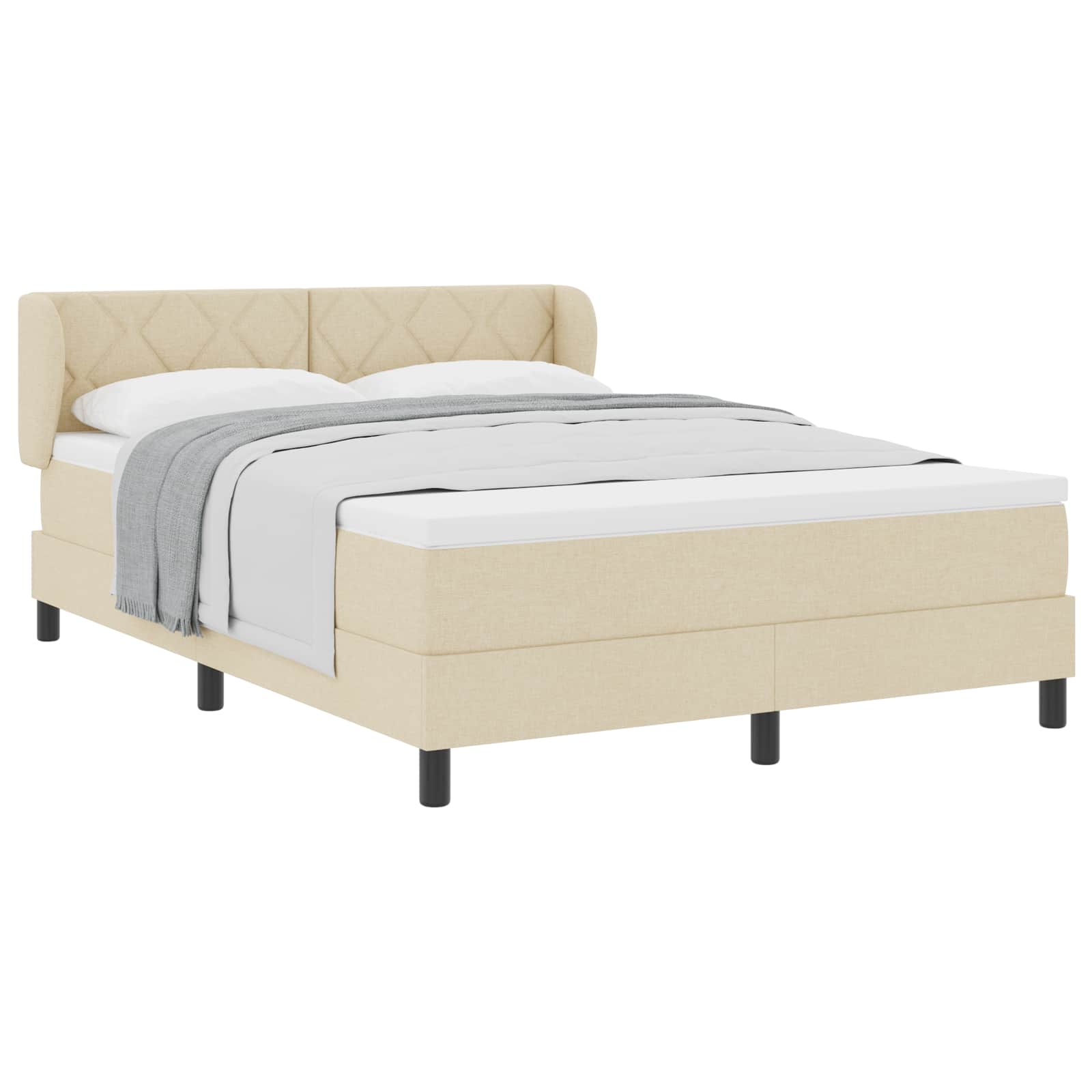 Boxspringbed met matras met hoofdeinde Crème 160 x 200 cm Stof