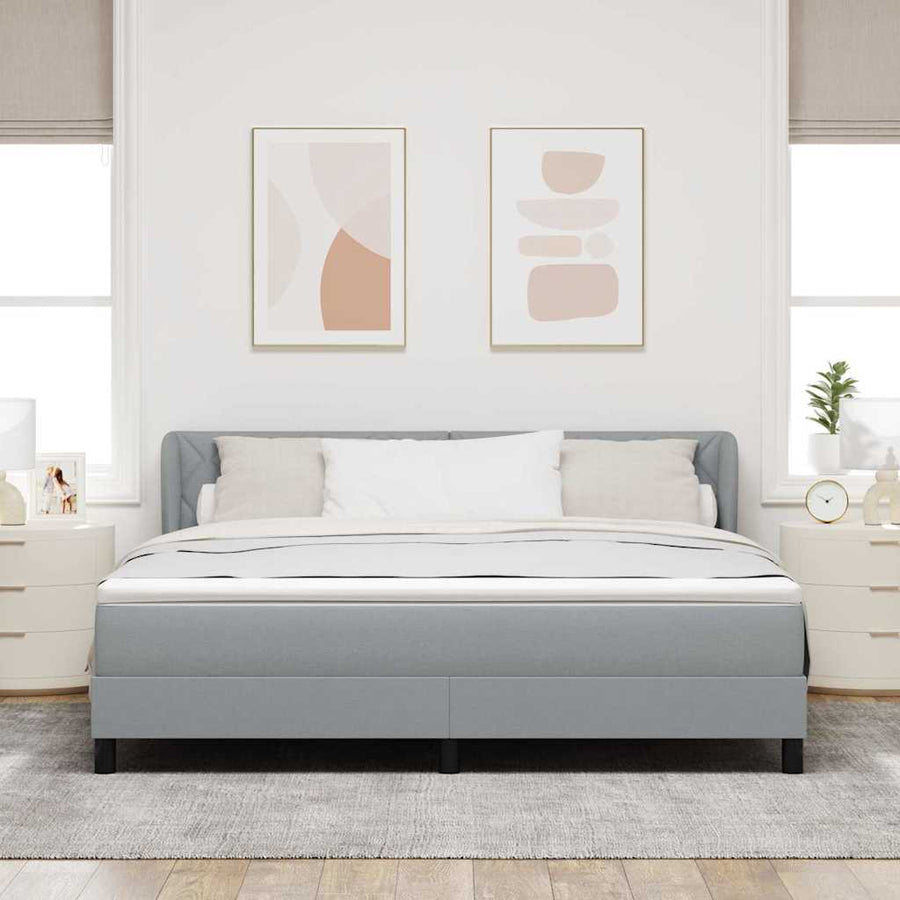 Boxspringbed met hoofdeinde Lichtgrijs 180 x 200 cm Stof