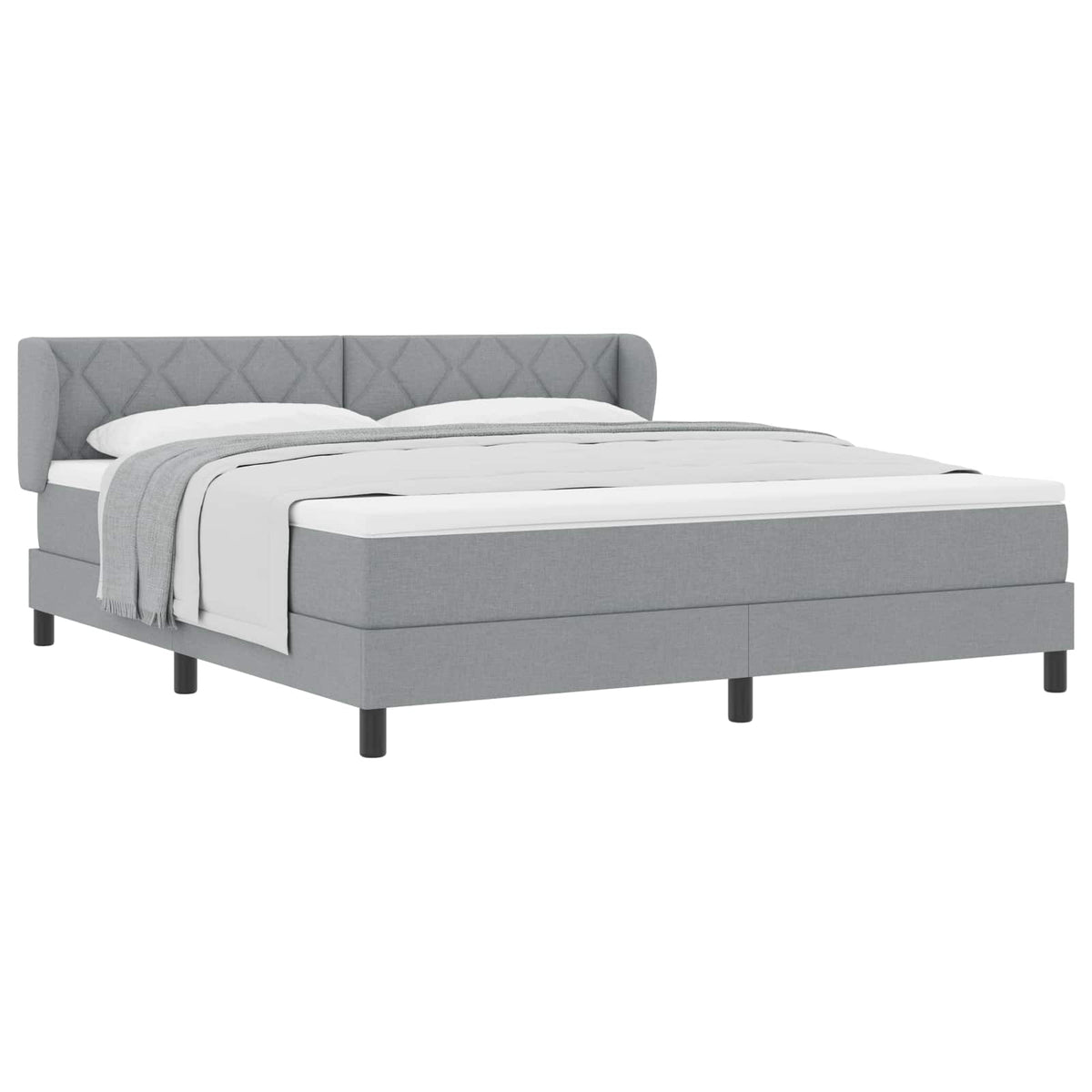 Boxspringbed met hoofdeinde Lichtgrijs 180 x 200 cm Stof