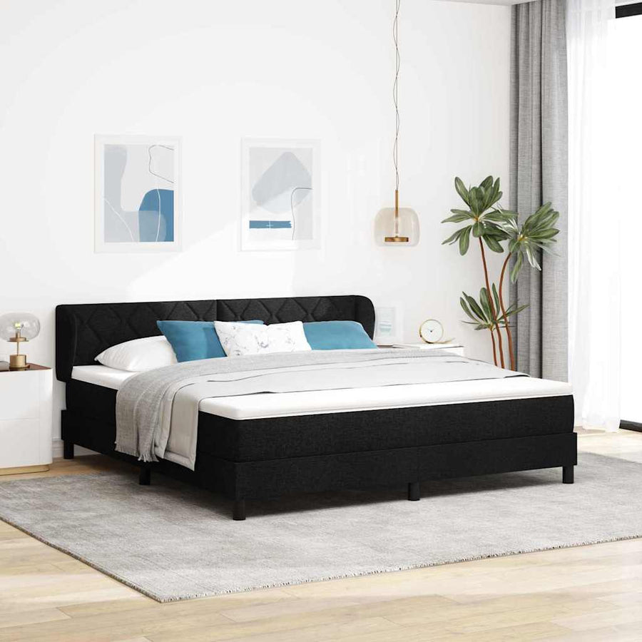 Boxspringbed met hoofdeinde Zwart 180 x 200 cm Stof