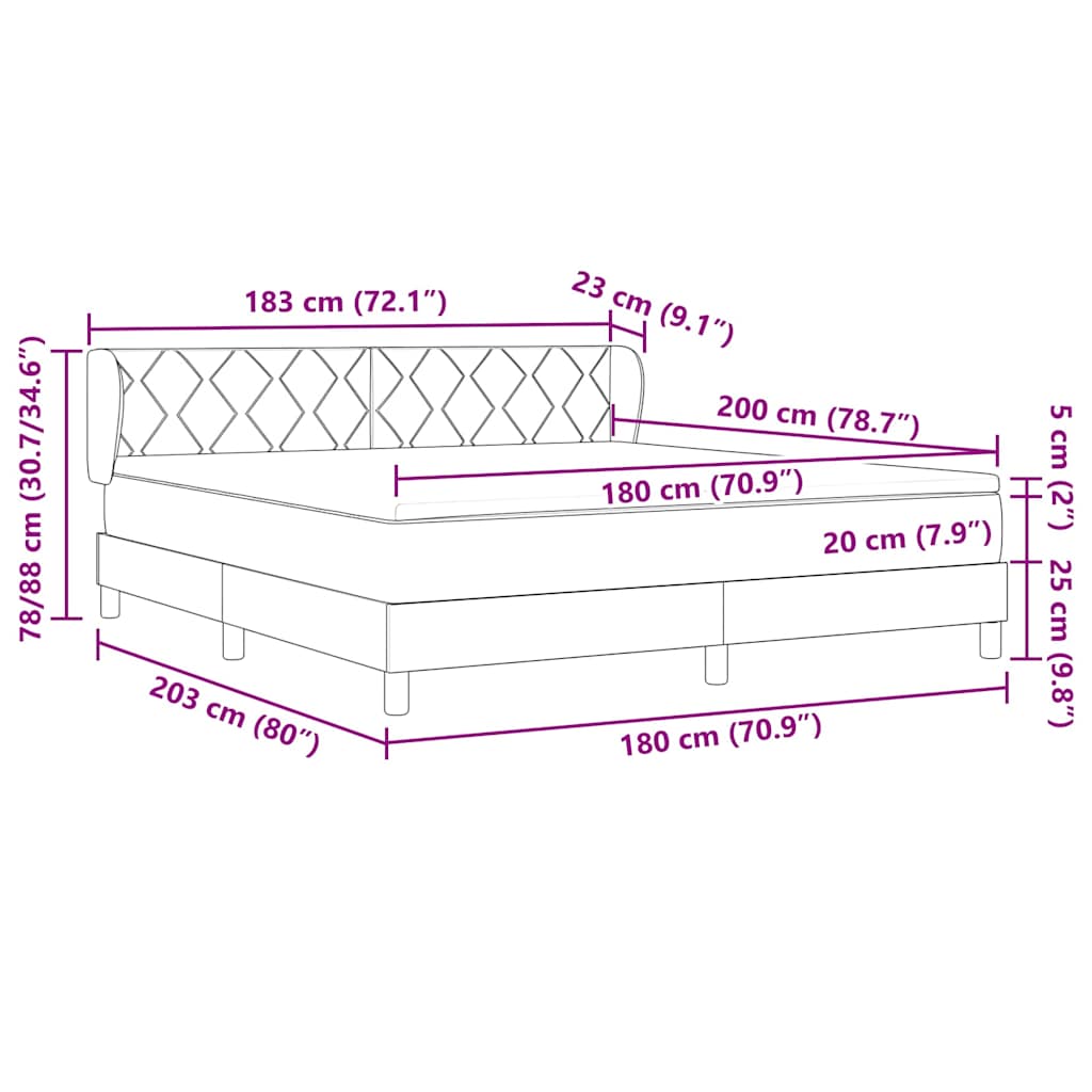 Boxspringbed met hoofdeinde Donkerbruin 180 x 200 cm Stof