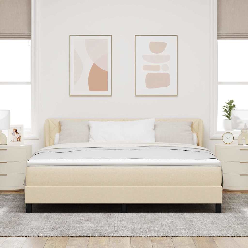 Boxspringbed met hoofdeinde Crème 180 x 200 cm Stof