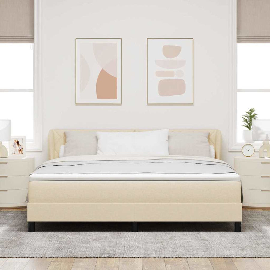 Boxspringbed met hoofdeinde Crème 180 x 200 cm Stof