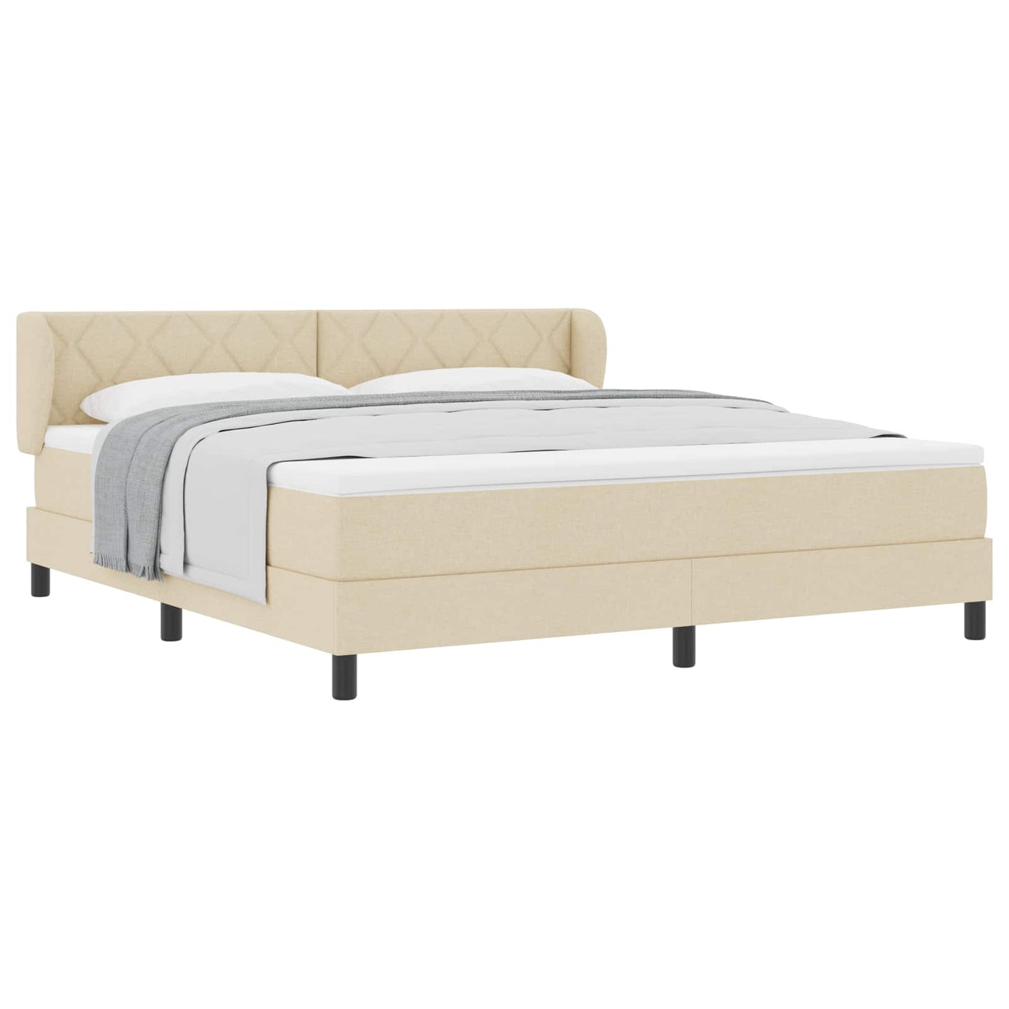 Boxspringbed met hoofdeinde Crème 180 x 200 cm Stof