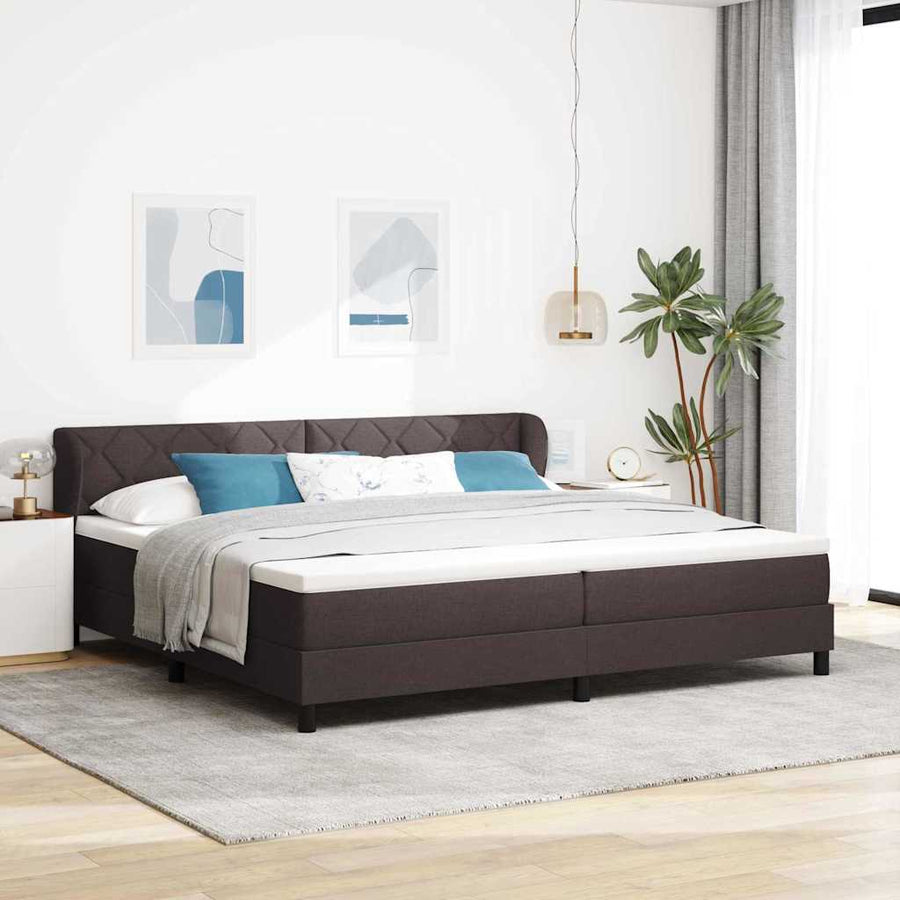 Boxspringbed met matras Donkerbruin 200 x 200 cm Stof