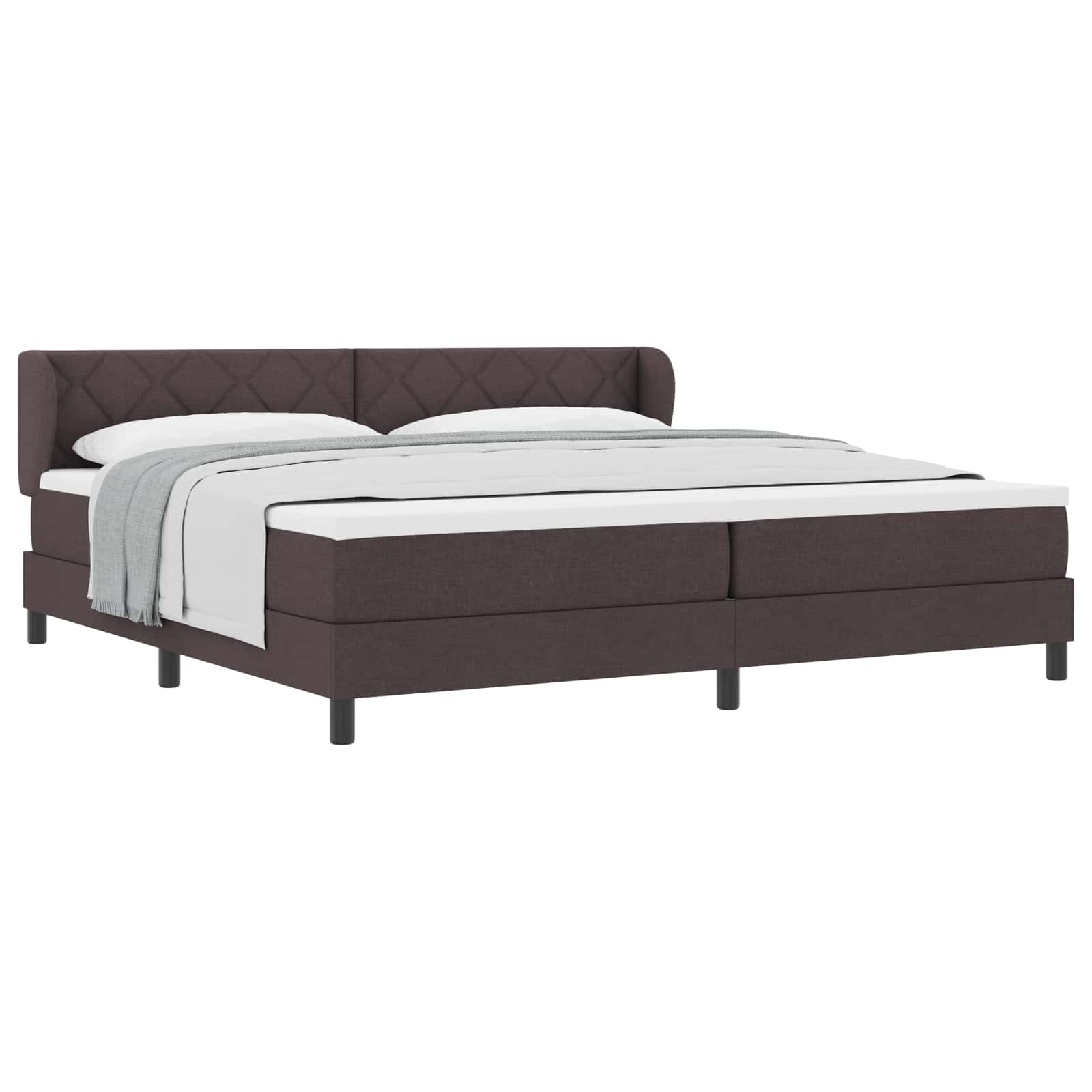 Boxspringbed met matras Donkerbruin 200 x 200 cm Stof