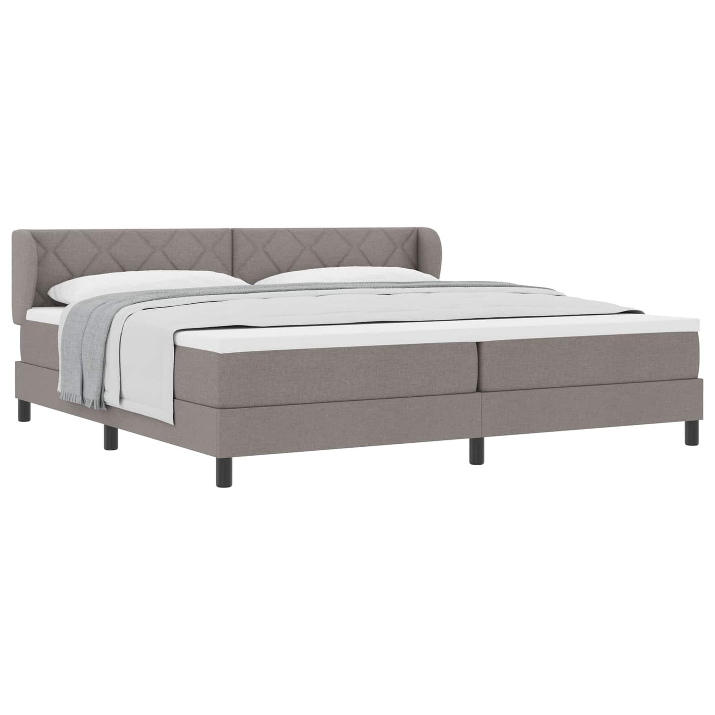 Boxspringbed met matras met hoofdeinde Taupe 200 x 200 cm Stof