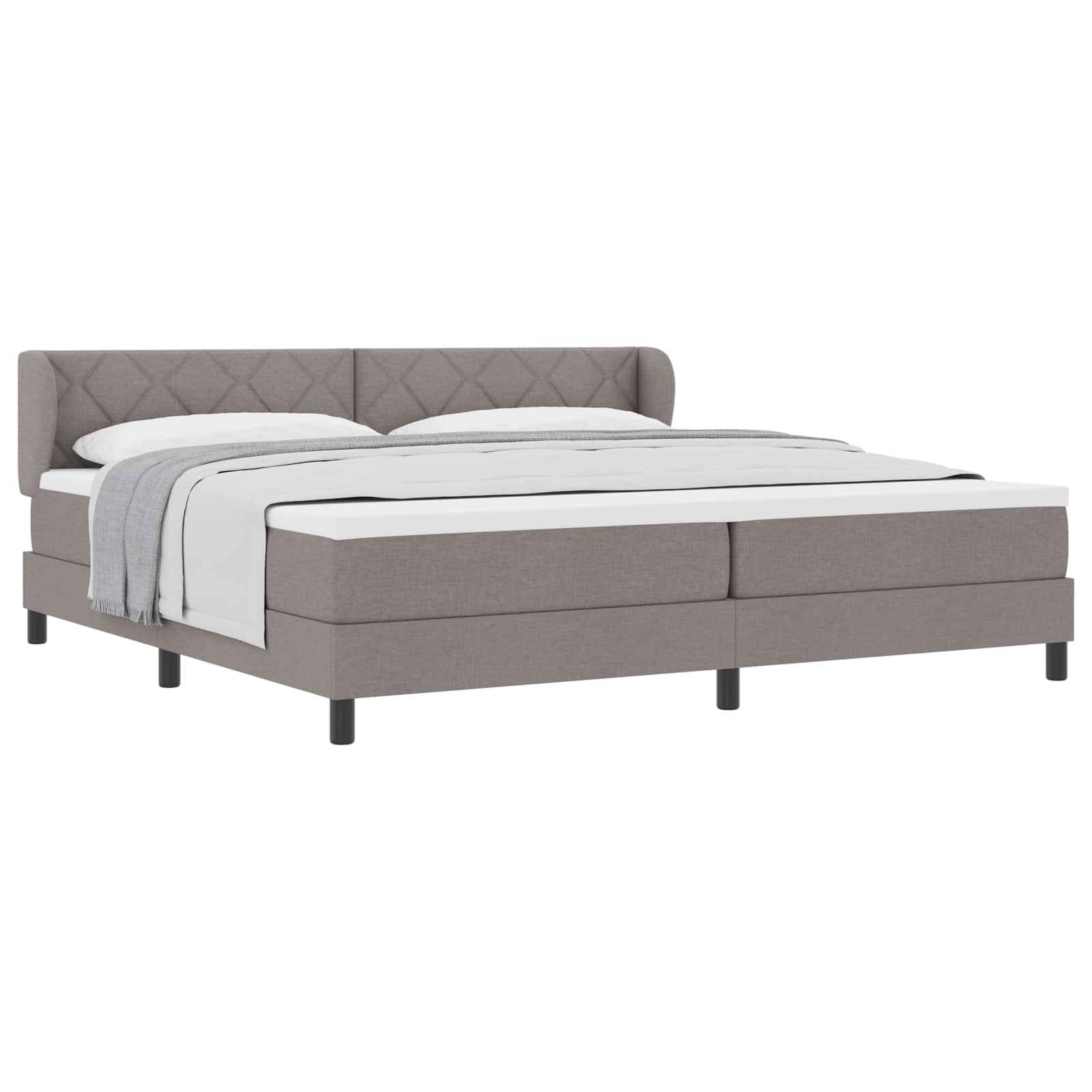 Boxspringbed met matras met hoofdeinde Taupe 200 x 200 cm Stof