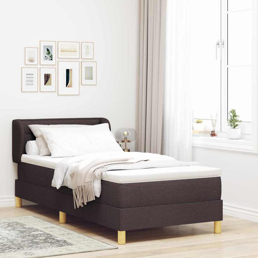 Boxspringbed met matras Donkerbruin 100 x 200 cm Stof
