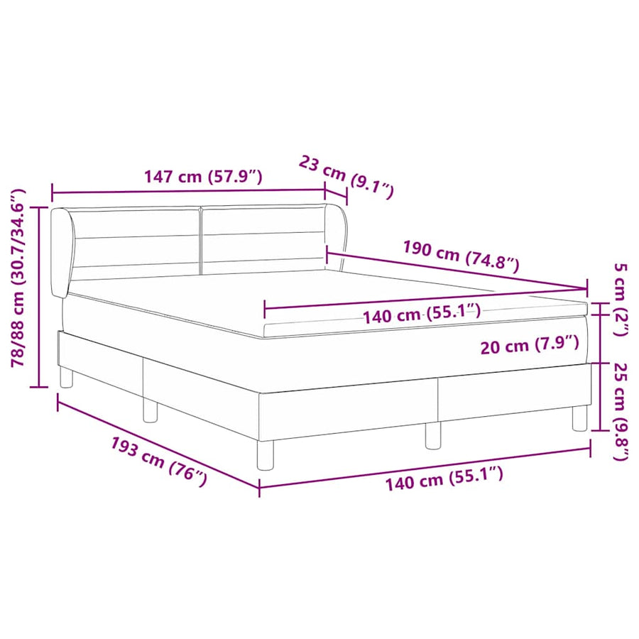 Boxspringbed met matras creme 90x200 cm stof Zwart 140 x 190 cm