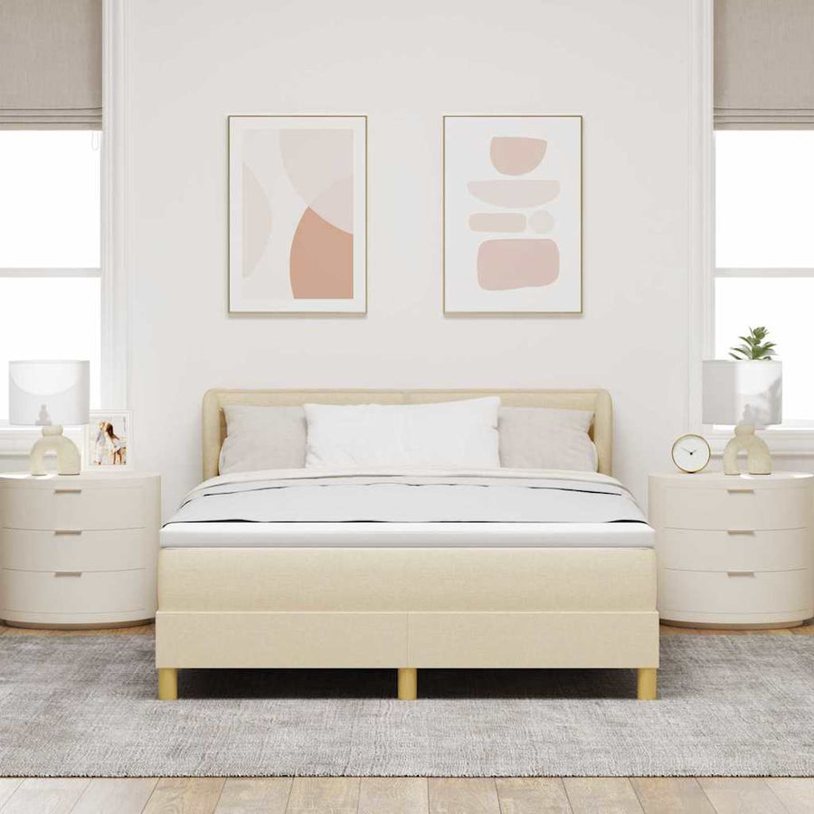 Boxspringbed met matras met hoofdeinde Crème 160 x 200 cm Stof