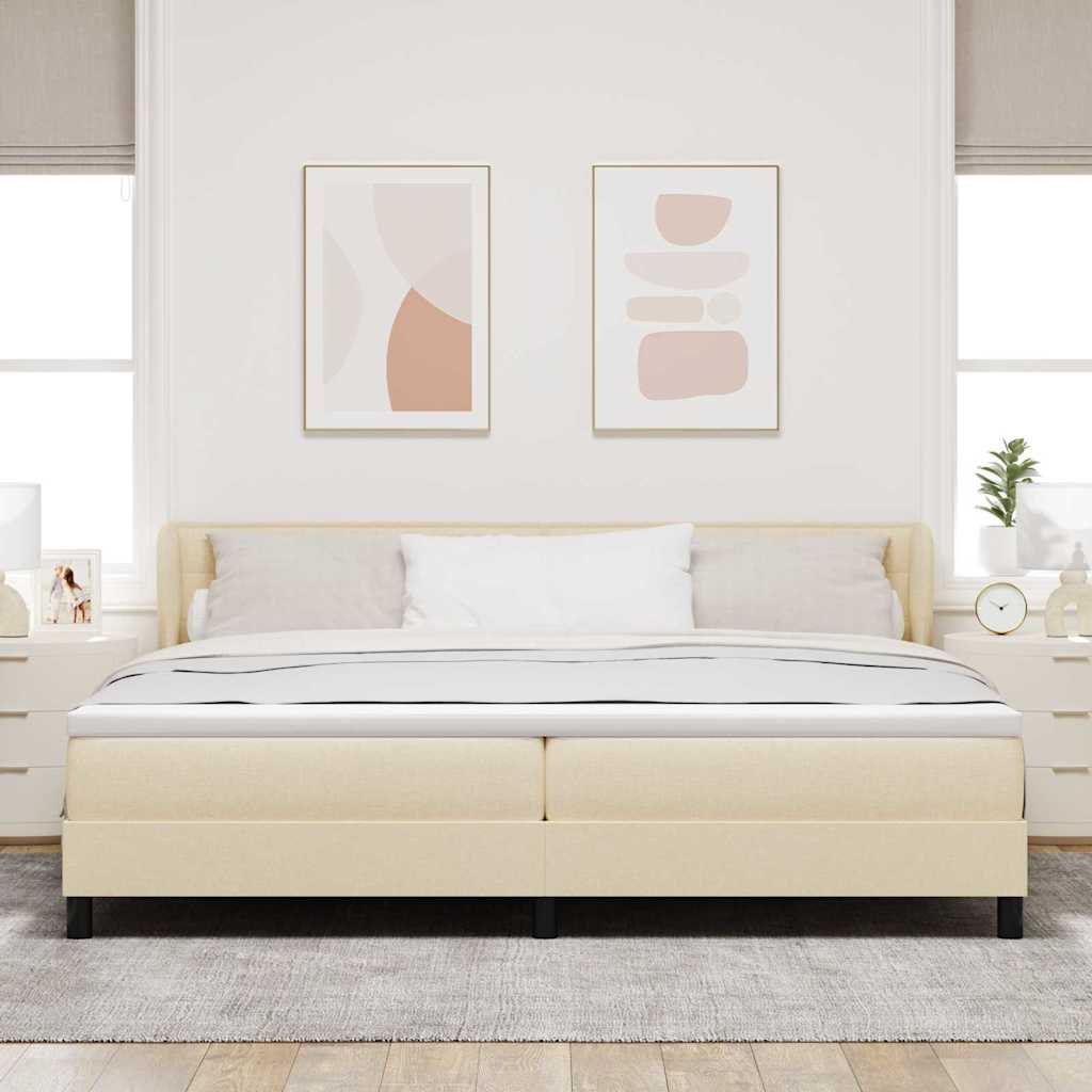 Boxspringbed met matras met hoofdeinde Crème 200 x 200 cm Stof