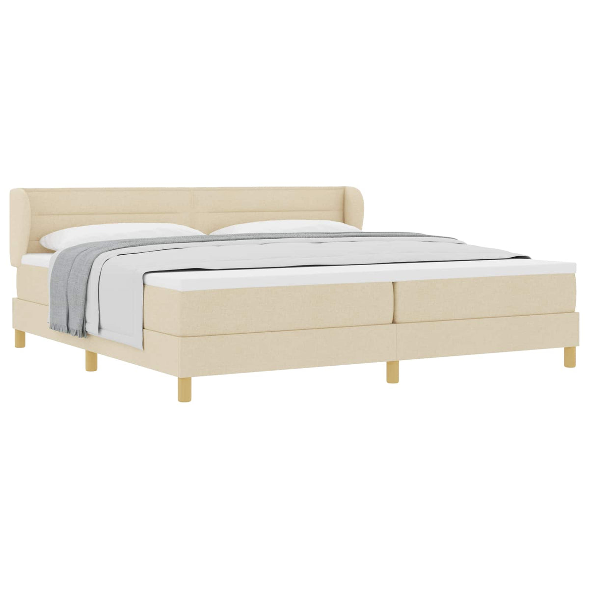 Boxspringbed met matras met hoofdeinde Crème 200 x 200 cm Stof