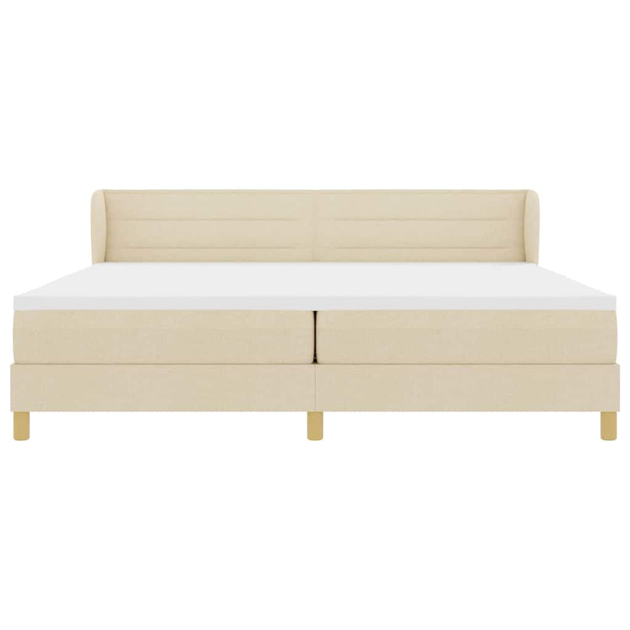 Boxspringbed met matras met hoofdeinde Crème 200 x 200 cm Stof