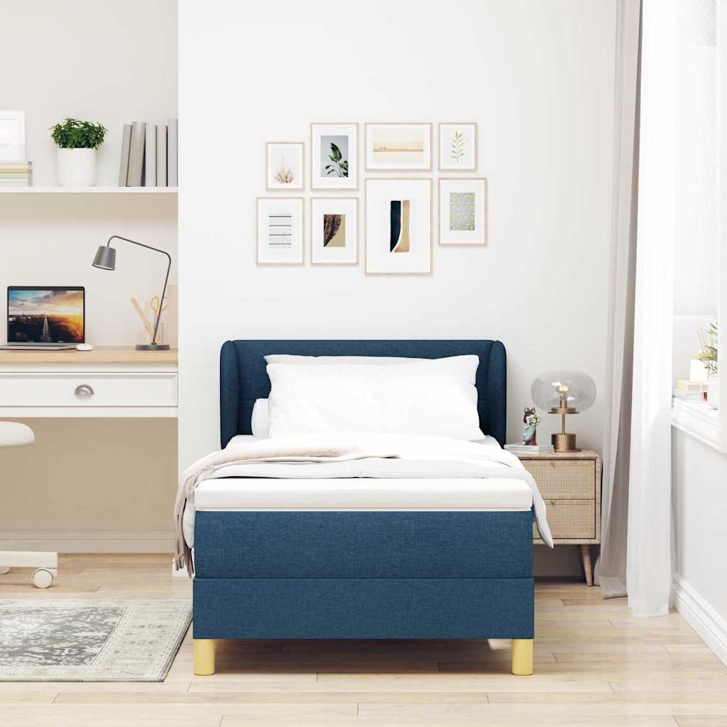 Boxspringbed met hoofdeinde Blauw 80 x 200 cm Stof