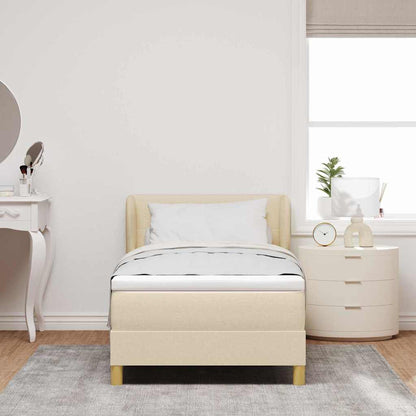 Boxspringbed met hoofdeinde Crème 90 x 190 cm Stof