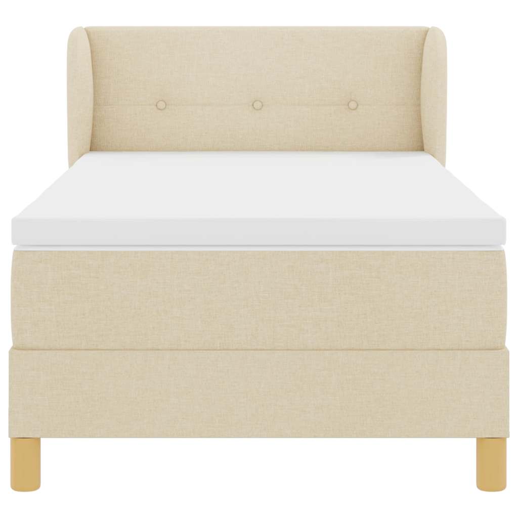 Boxspringbed met hoofdeinde Crème 90 x 190 cm Stof