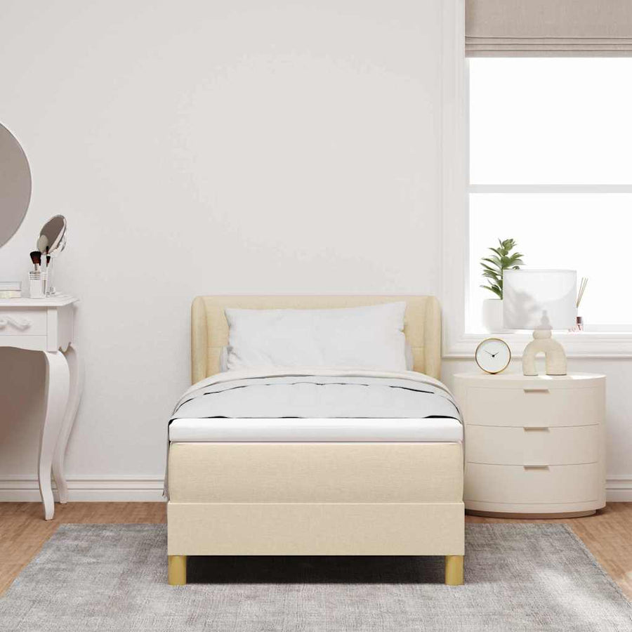 Boxspringbed met hoofdeinde Crème 90 x 200 cm Stof