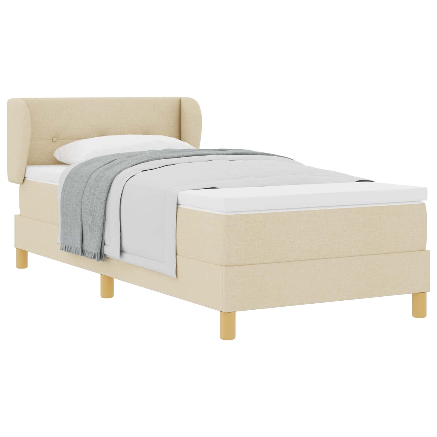 Boxspringbed met hoofdeinde Crème 90 x 200 cm Stof