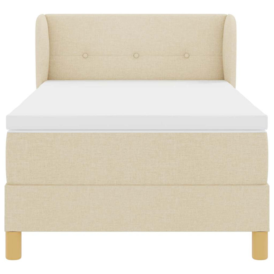 Boxspringbed met hoofdeinde Crème 90 x 200 cm Stof