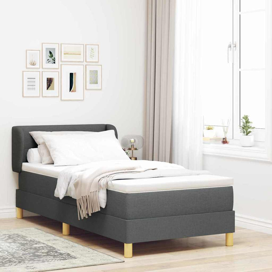 Boxspringbed met matras Donkergrijs 100 x 200 cm Stof