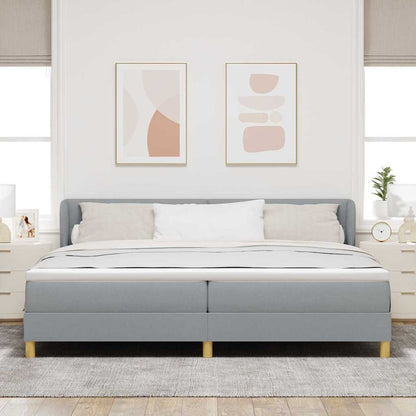 Boxspringbed met hoofdeinde Lichtgrijs 200 x 200 cm Stof