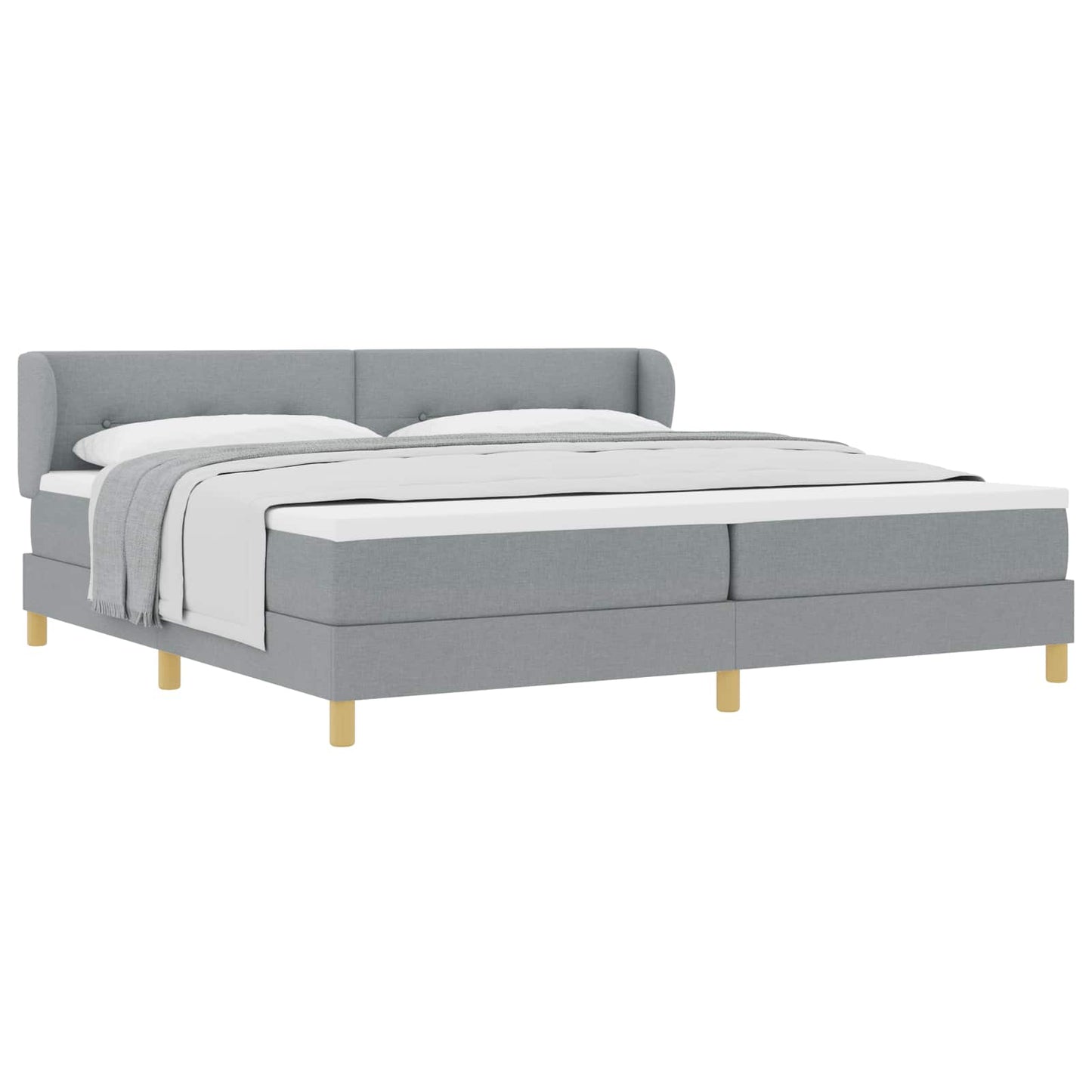 Boxspringbed met hoofdeinde Lichtgrijs 200 x 200 cm Stof