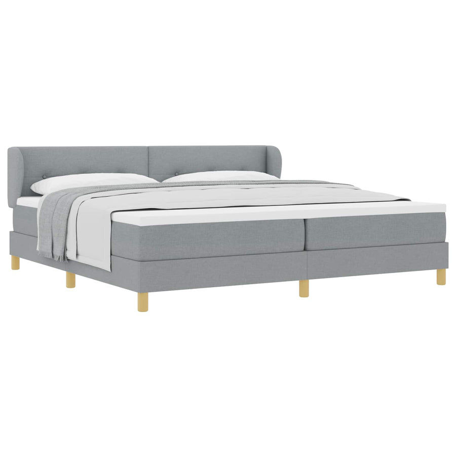 Boxspringbed met hoofdeinde Lichtgrijs 200 x 200 cm Stof