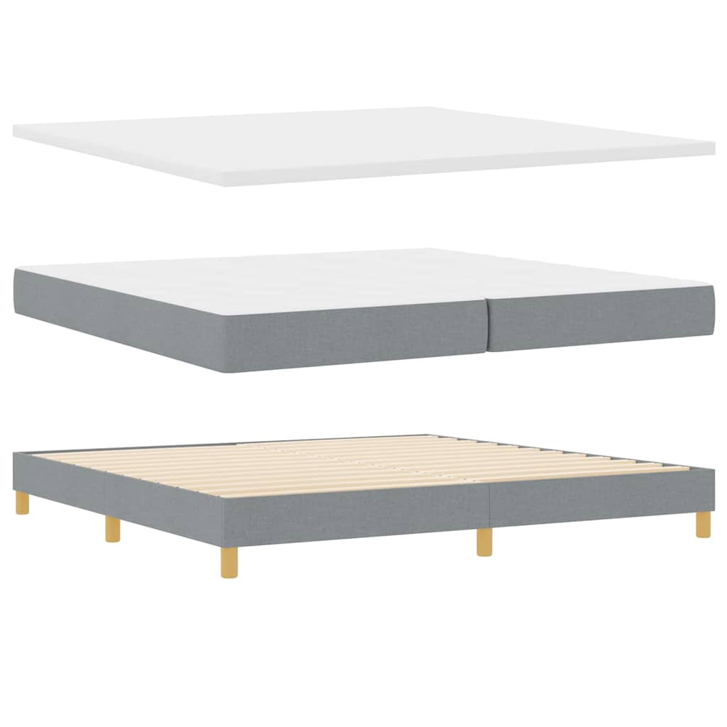 Boxspringbed met hoofdeinde Lichtgrijs 200 x 200 cm Stof