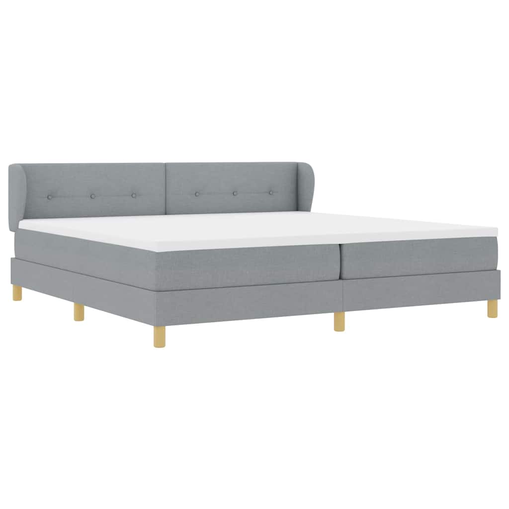 Boxspringbed met hoofdeinde Lichtgrijs 200 x 200 cm Stof
